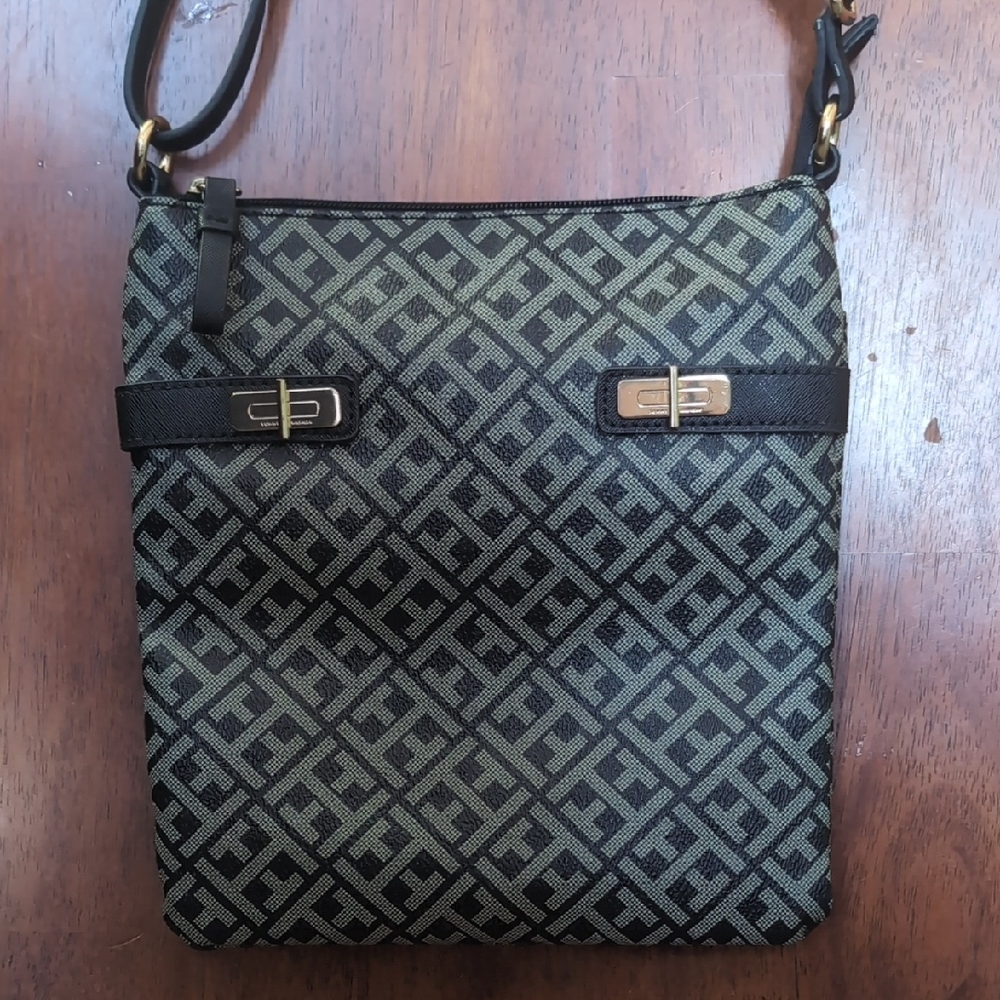 Black and Gray Patterned Crossbody Bag